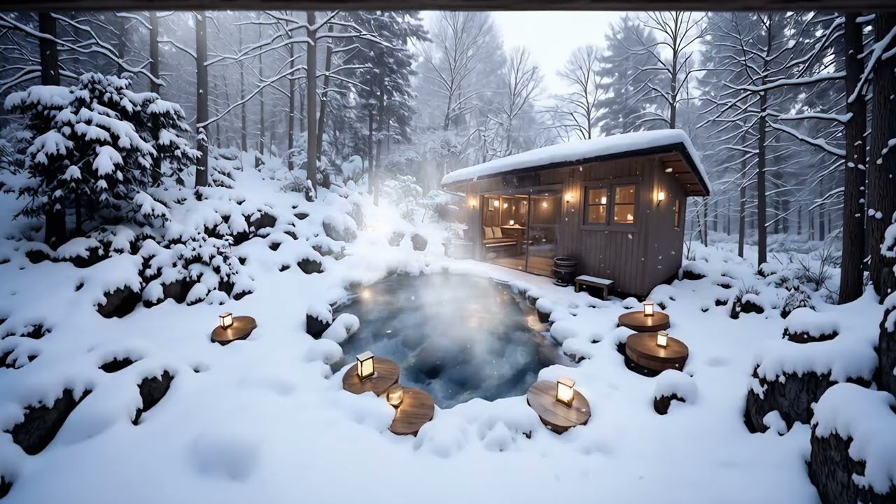 Snowy Hot Tub Sanctuary 🌨️ Lofi Beats for Deep Relaxation, Recovery, and Evening Wind Down