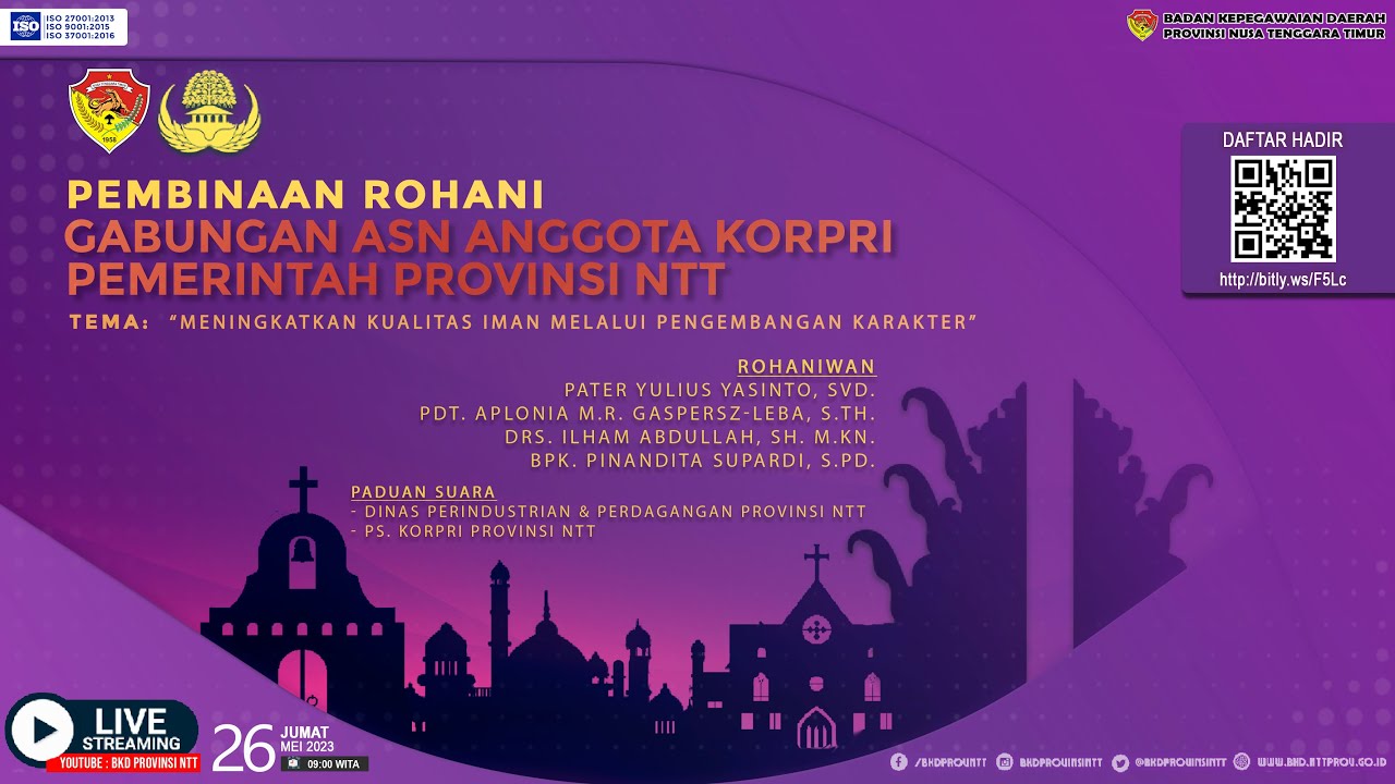 Pembinaan Rohani Gabungan ASN Provinsi NTT-26/05/2023 | Badan Kepegawaian Daerah Provinsi NTT
