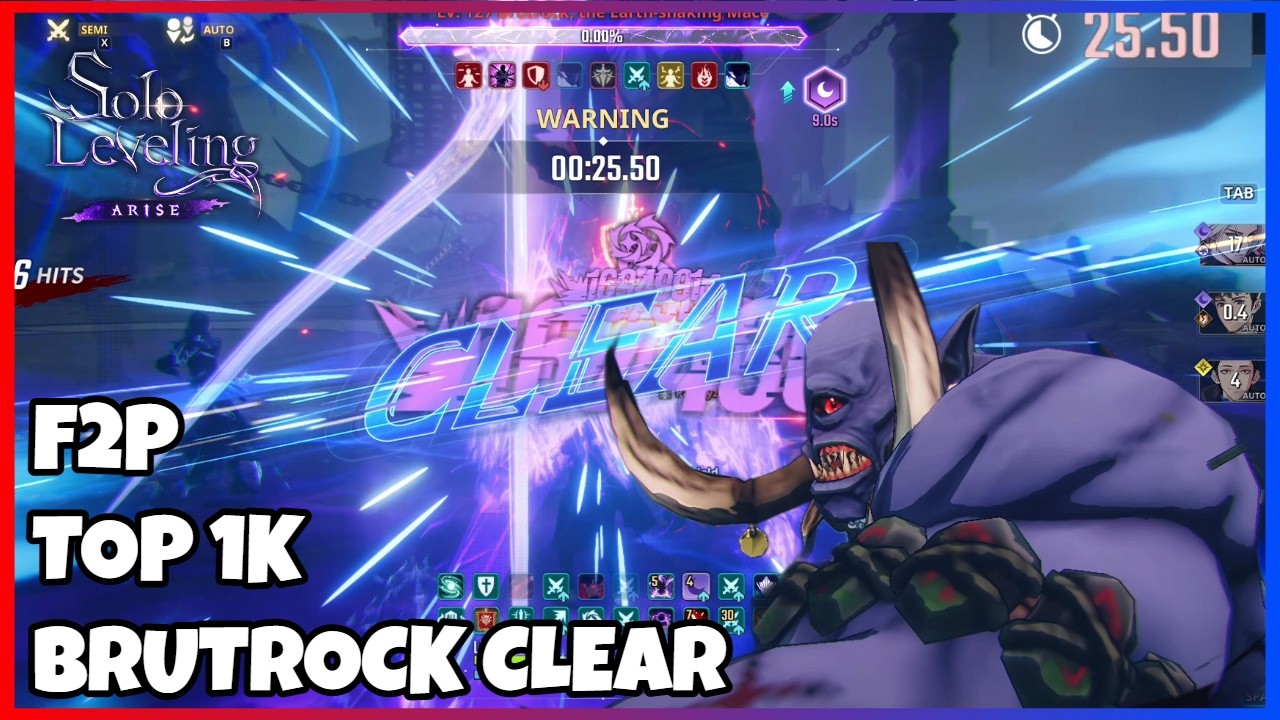 F2P [TOP1K] HARD WOBL BRUTROCK BOSS CLEAR || Solo Leveling Arise