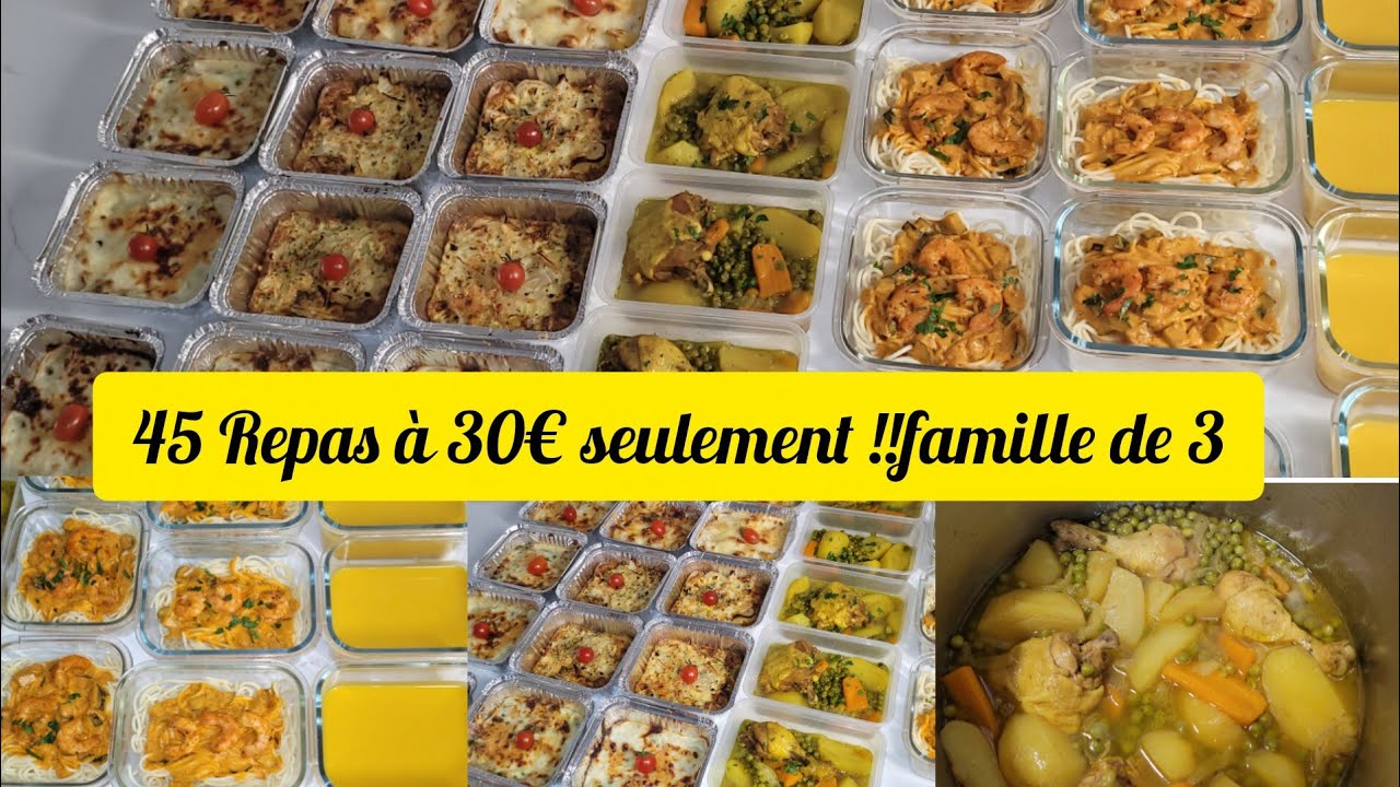 Batch-cooking meal prep petit budget &agrave; 30&euro; Leclerc/45 Repas et desserts r&eacute;confortants &agrave; congeler