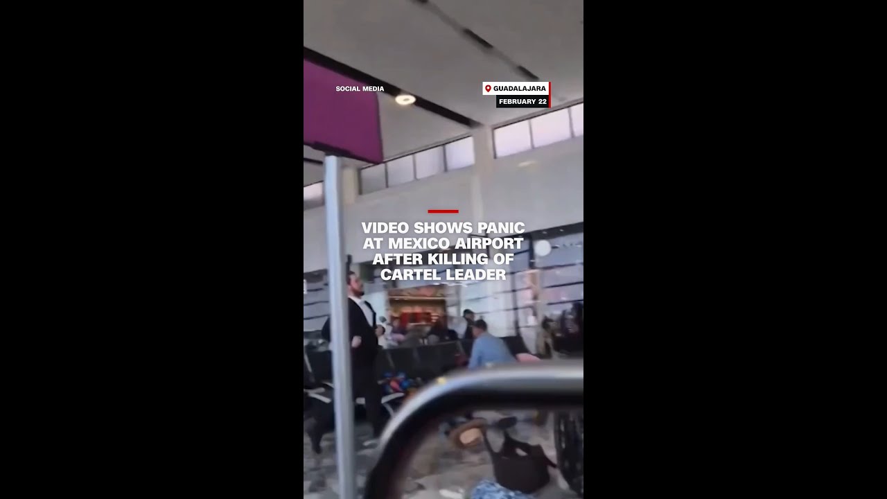 Video shows panic at Mexico airport after killing of cartel leader