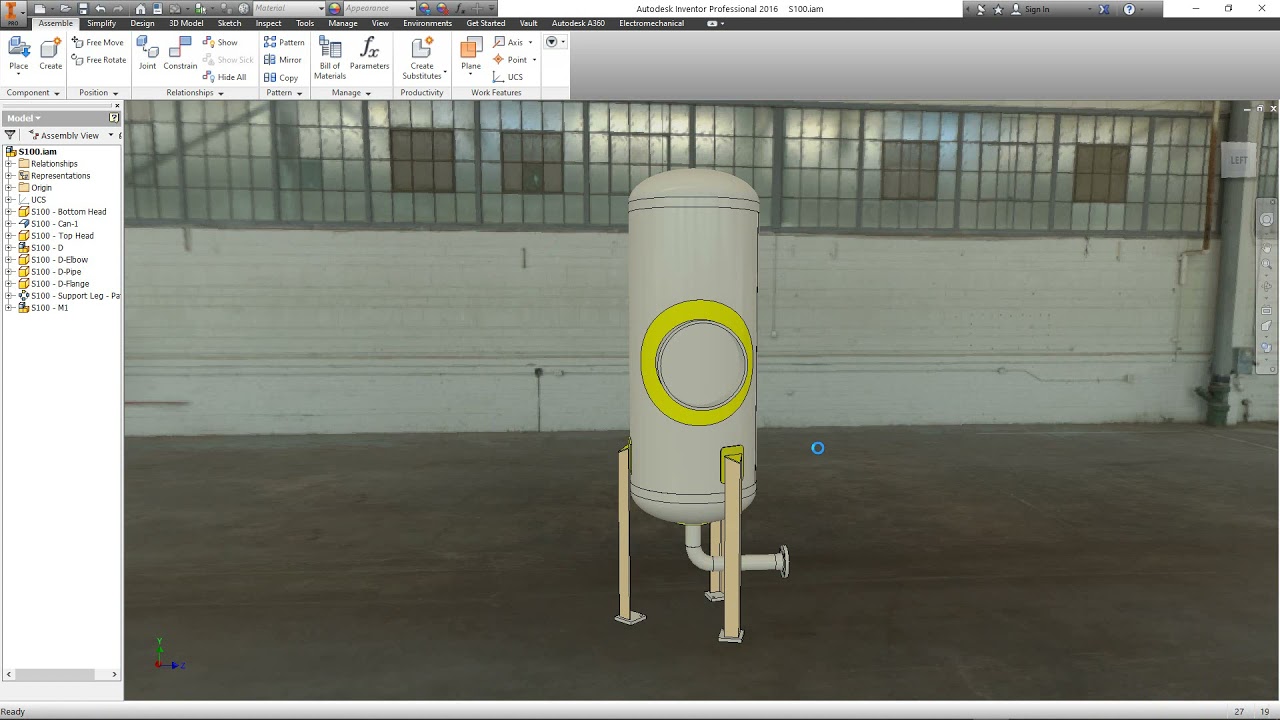 3D Modeling for vertical Pressure Vessel with Support legs By SEG