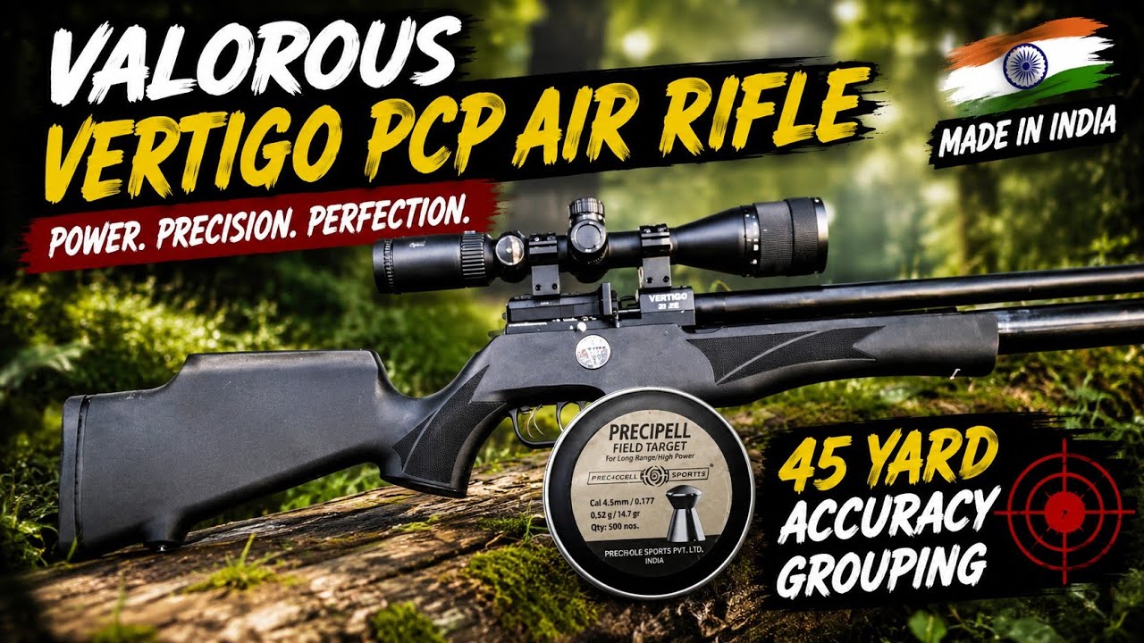 45 Yard Valorous VERTIGO Air Rifle Accuracy Grouping precipell Field Target 👍🏻