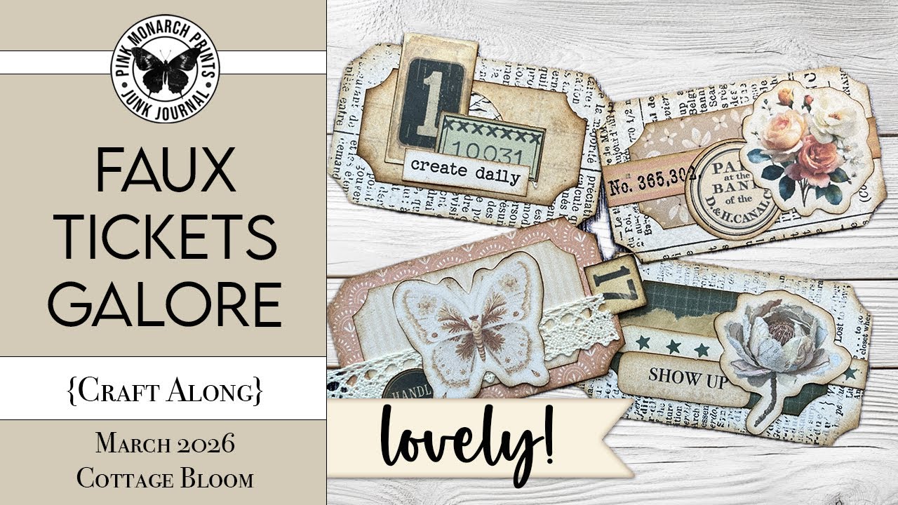 Make These Fabulous Faux Tickets! Easy AND Fun!  My New Addiction. Junk Journal with Pink Monarch!