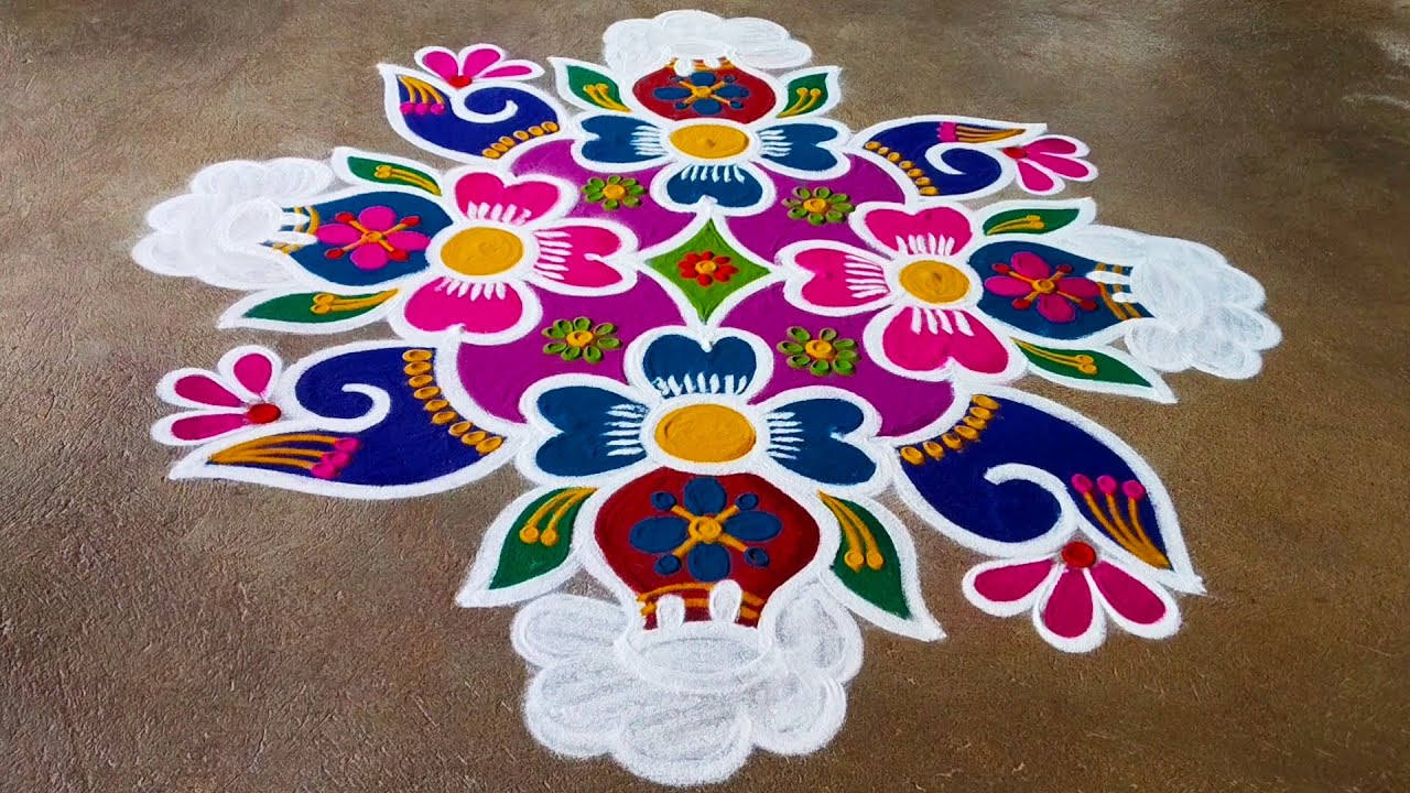 5×3×3 Pongal special colourful rangoli design | beautiful pot design kolam❤️❤️
