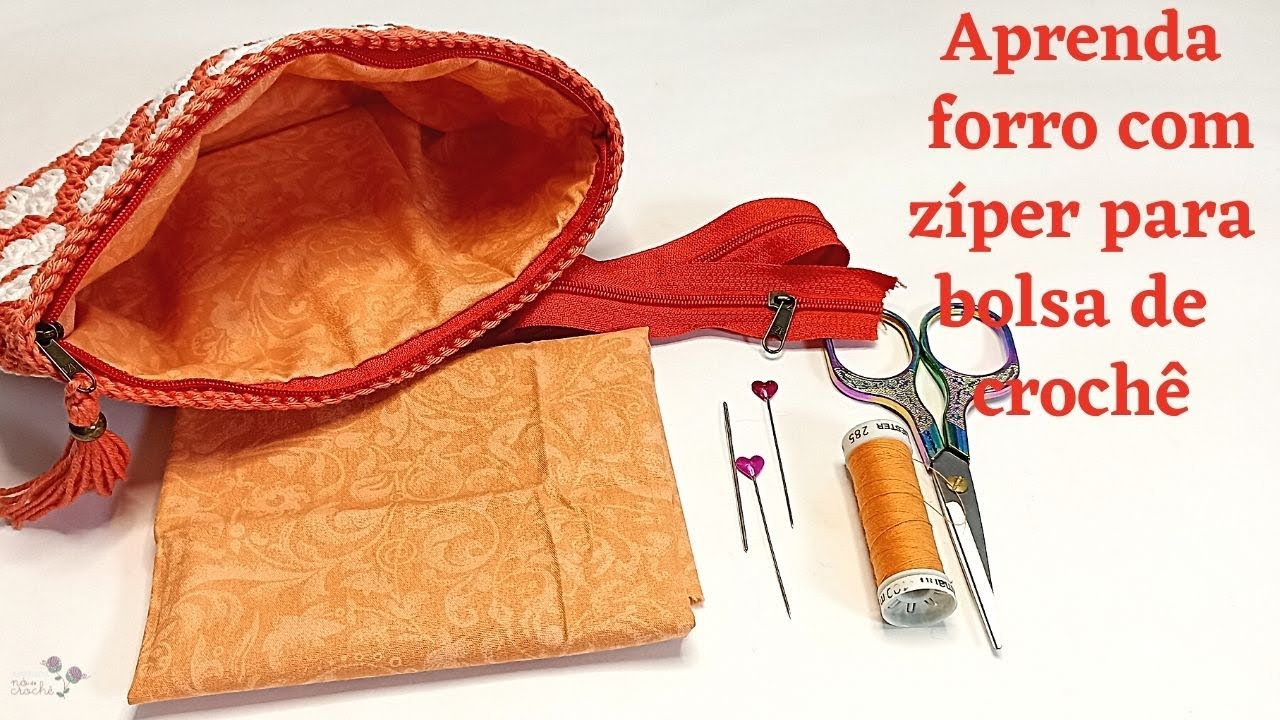 Aprenda fazer forro com zíper para Necessaire ou Carteira de crochê - Passo a Passo