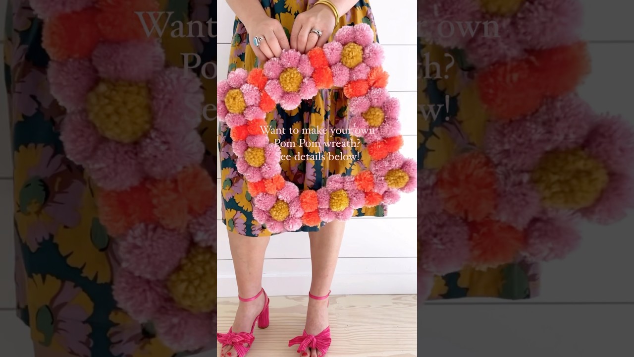 Make your own floral pom pom wreath!