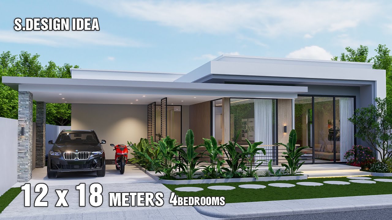 Simple and Modern House Design idea | 12 x 18 Meters | 4Bedrooms House