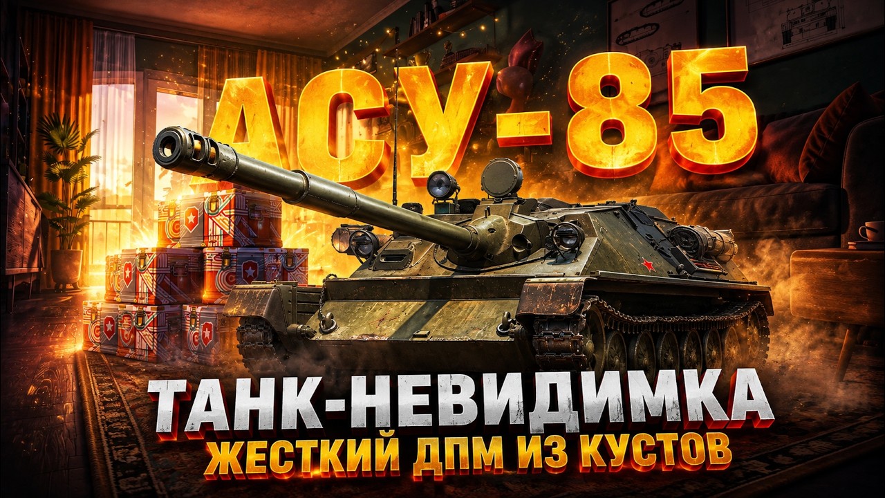 АСУ-85 - ТАНК-НЕВИДИМКА - ЖЕСТКИЙ НАВАЛ ИЗ КУСТОВ