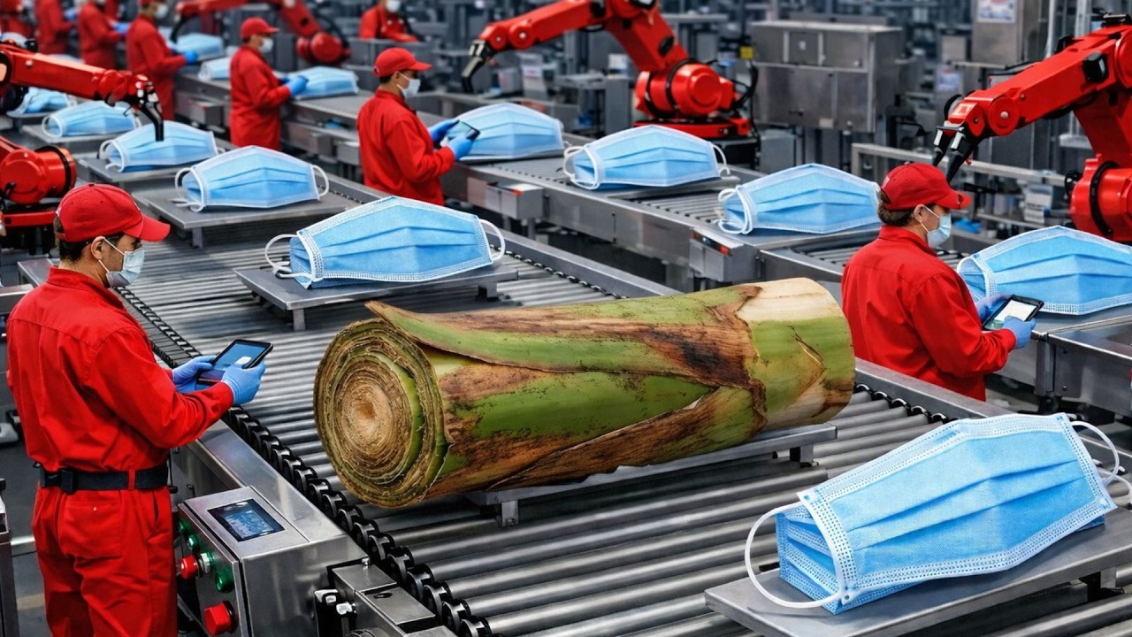 How Face Masks Are Made From Banana Stems | High-Tech Factory (Full Process)