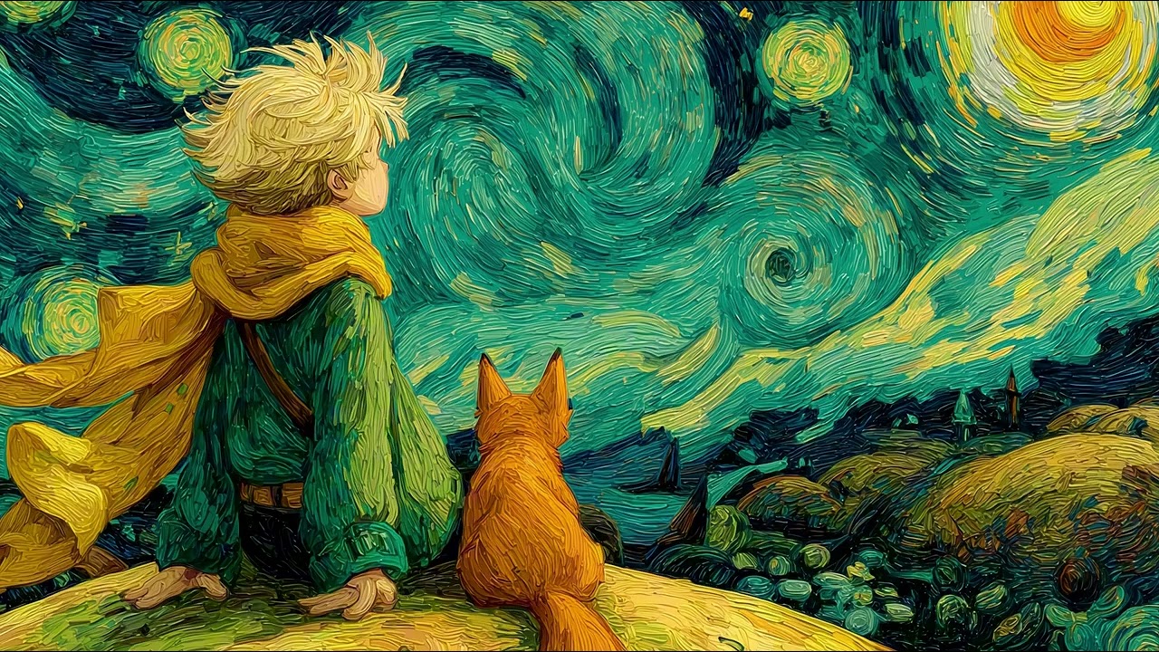 The Little Prince Van Gohg | Gold Frame TV Art | Art Screensaver for TV 2 Hrs
