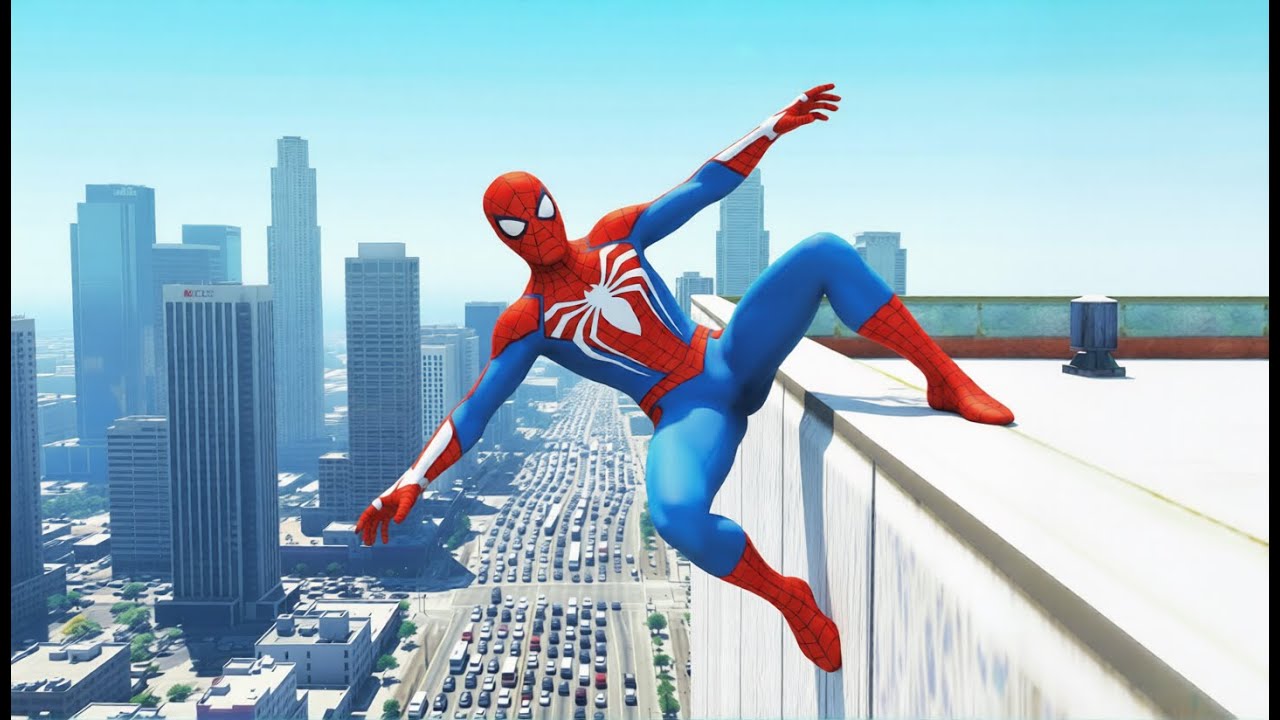 SPIDER-MAN CRAZY JUMPS/FALLS #73 (GTA 5 Spiderman Fails)