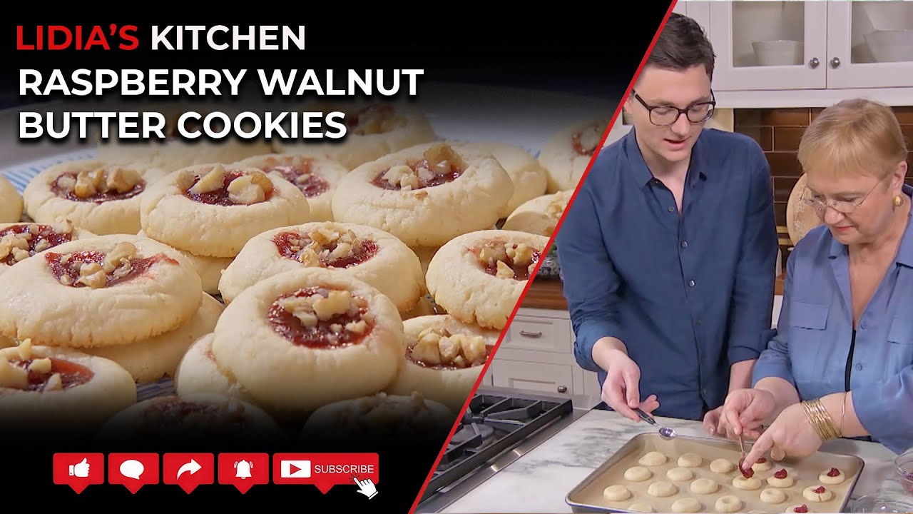 Raspberry Walnut Butter Cookies
