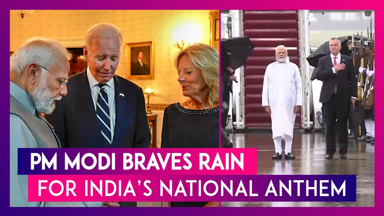 PM Modi Braves Rain for India&rsquo;s National Anthem, Attends White House Dinner Hosted by Biden Family