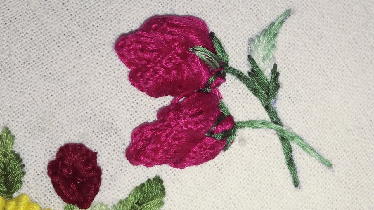 3D Rosebud design  | hand embroidery design  | embroidery flowers 🌺 embroidery tutorial