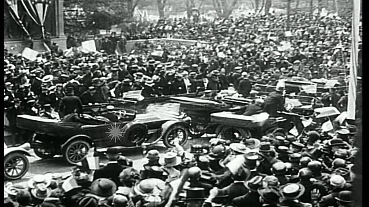 French Marshal Joseph Joffre visits the United States during World War I and is c...HD Stock Footage