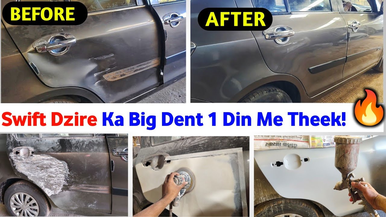 Swift Dzire Ka Big Dent 1 Din Me Theek!🔥Transformation|Car Denting Painting#cardentrepair #carpaint 