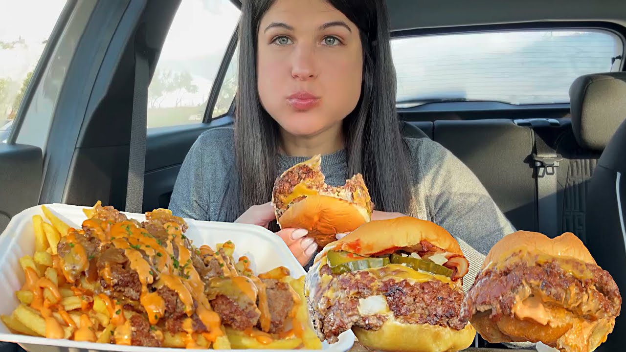 BURGERS & ANIMAL FRIES | CAR MUKBANG | ASMR
