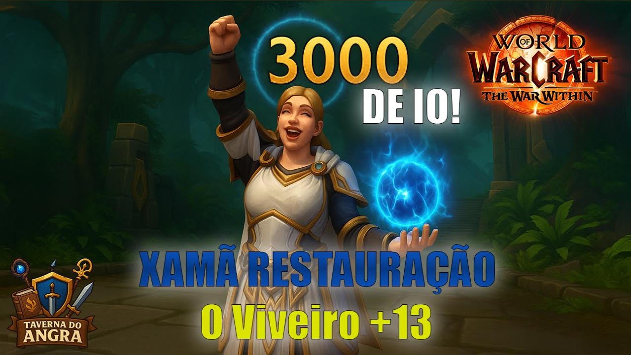 WOW MÍTICA+13 CURANDO COM XAMÃ RESTAURAÇÃO – Como Jogar de Healer no Viveiro + 3000 IO!