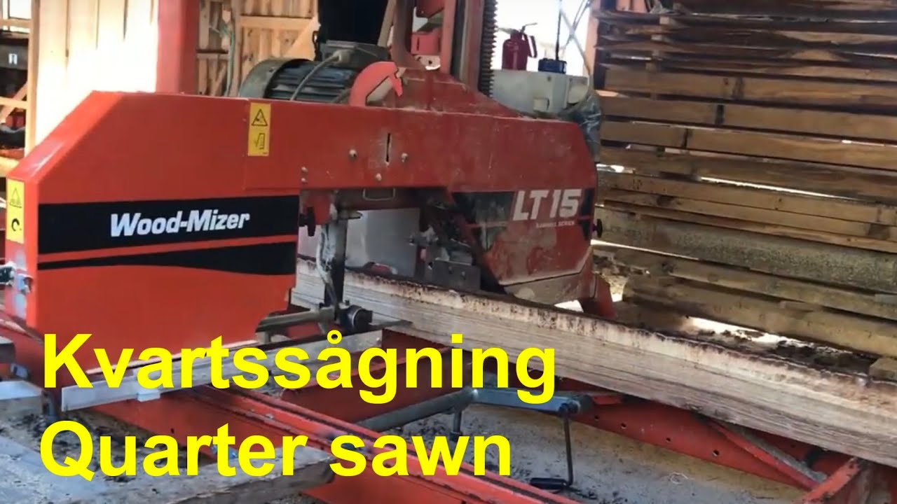Quarter sawn made easy in a wood mizer Lt15 / Kvartsågning (kvartersågning) av ek i  woodmizer Lt15