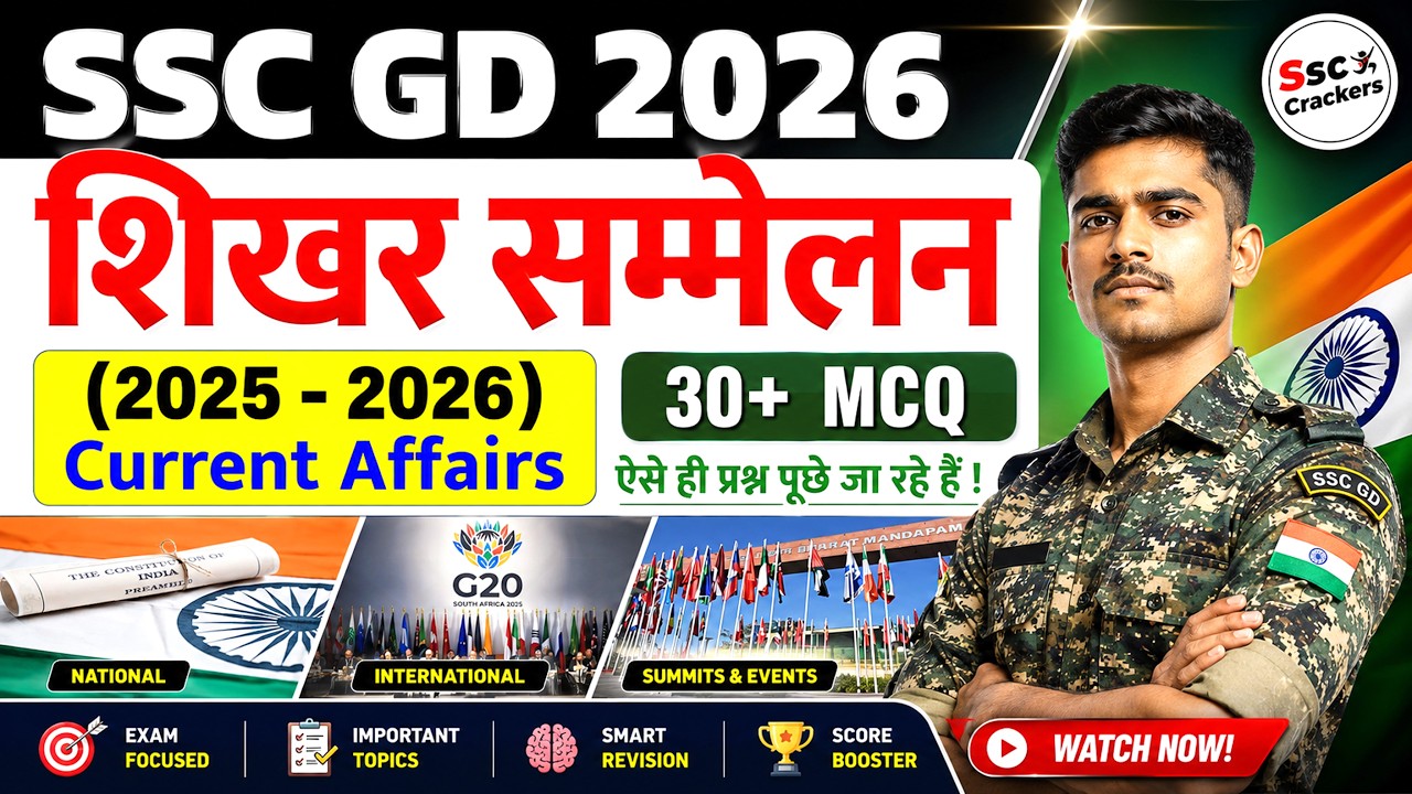 SSC GD 2026 | Summit Current Affairs 2025-26 | G20, BRICS, ASEAN, G7, COP30 MCQ | शिखर सम्मेलन