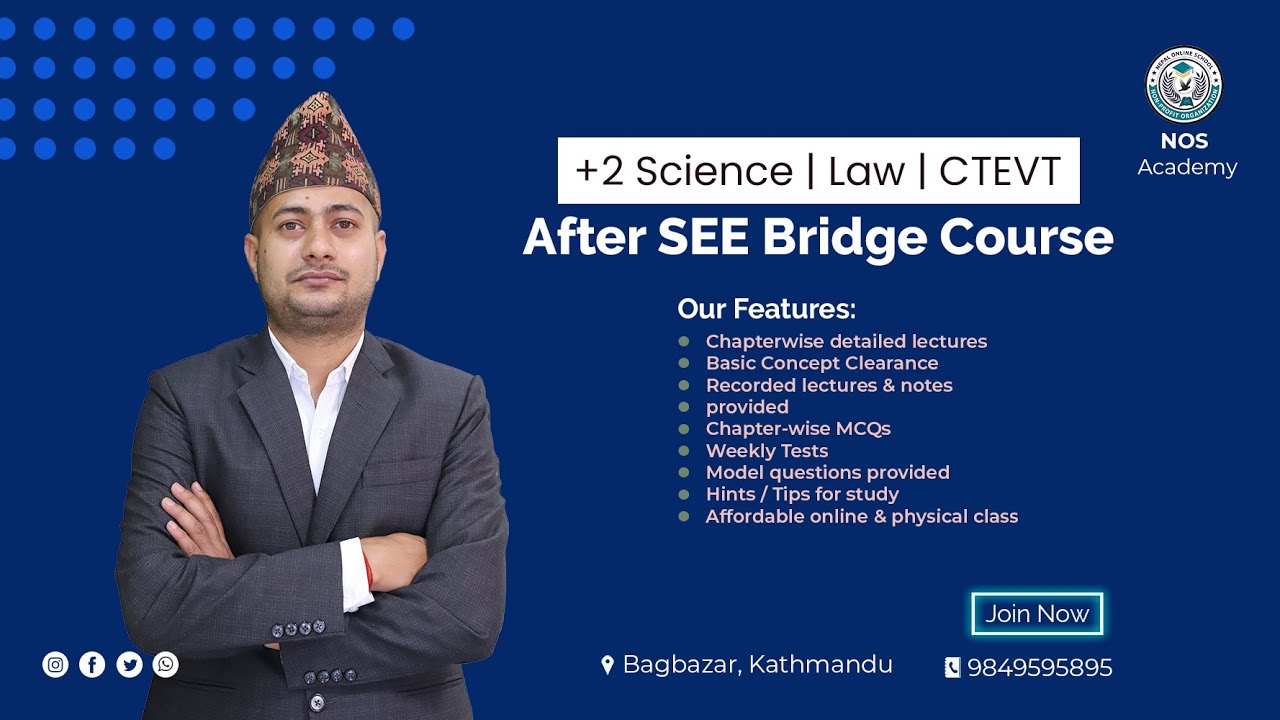Bridge Course for PCL Nursing/CTEVT/HA/Pharmacy/+2 Science Entrance Preparation