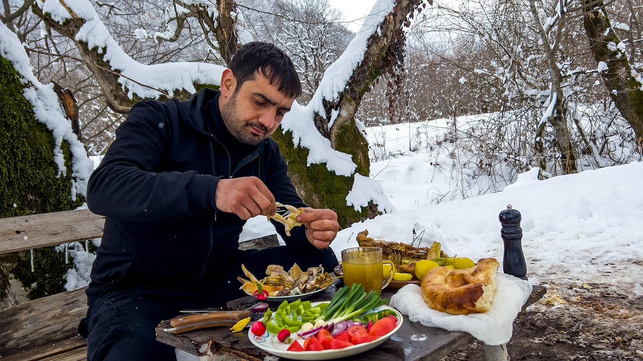 A Snowy Spring Surprise! ❄️🌸 Trekking to the Mountain for a MOUTHWATERING Chicken Feast 🔥🍗