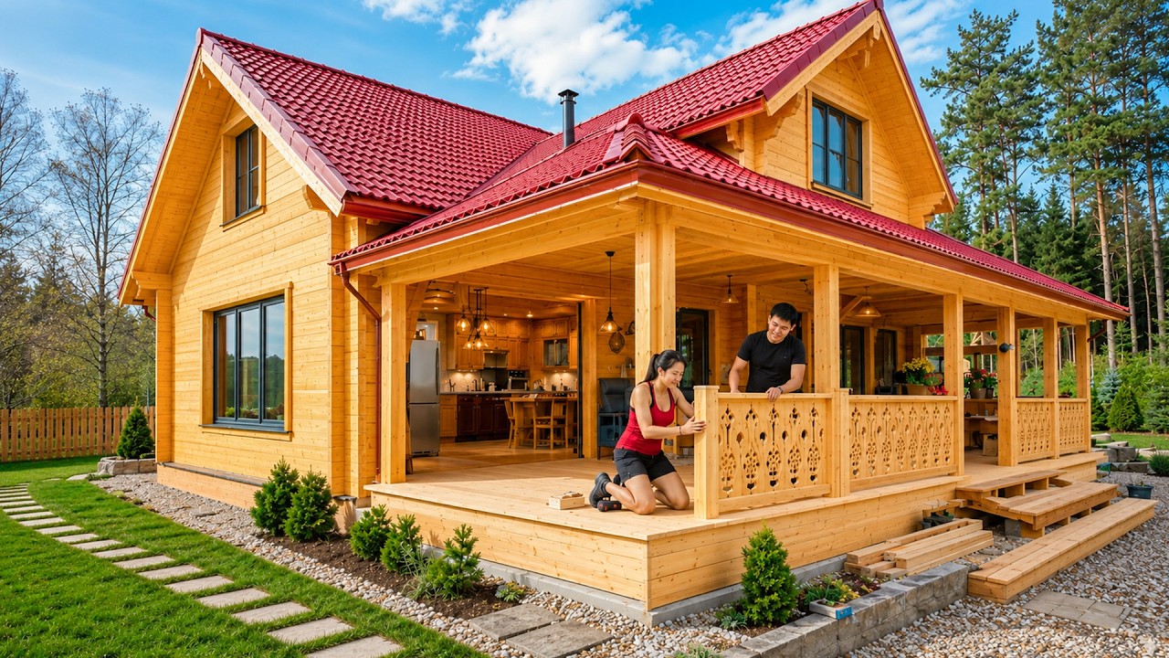 The young couple transformed empty land into a wooden villa in 260 days. | by @tranthihuong-vx