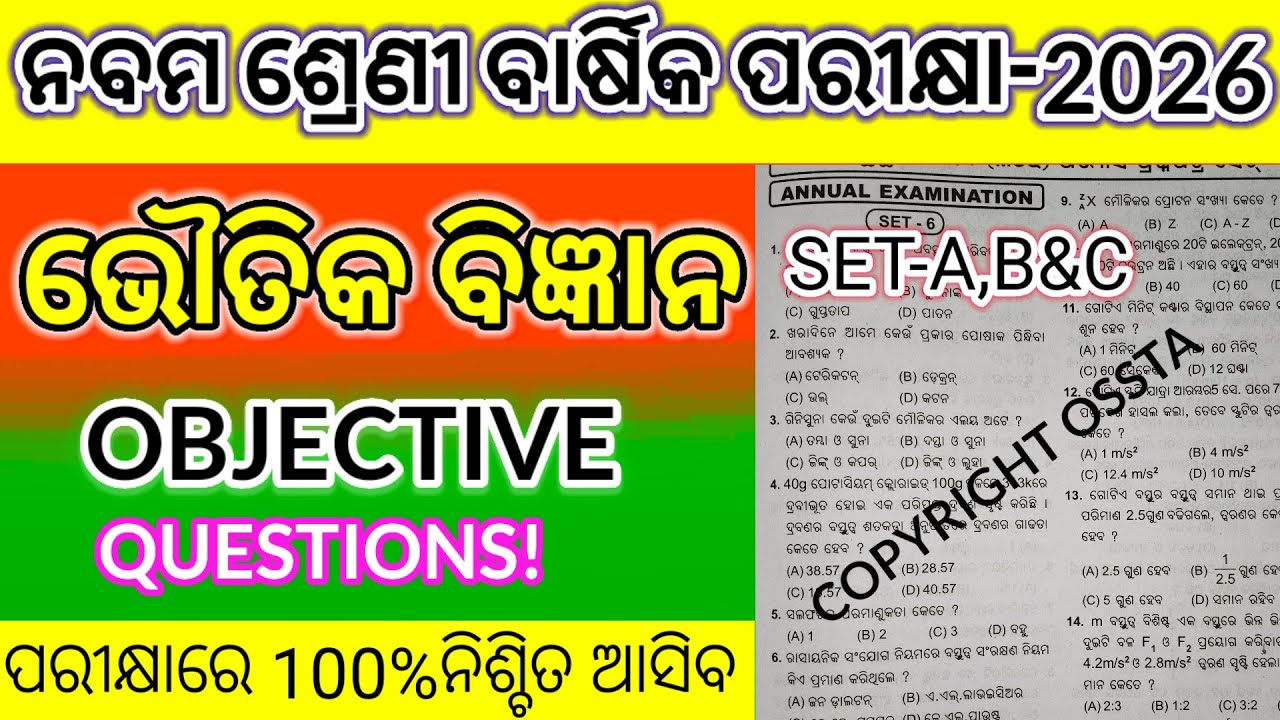9th class science annual exam MCQ question/science objective 