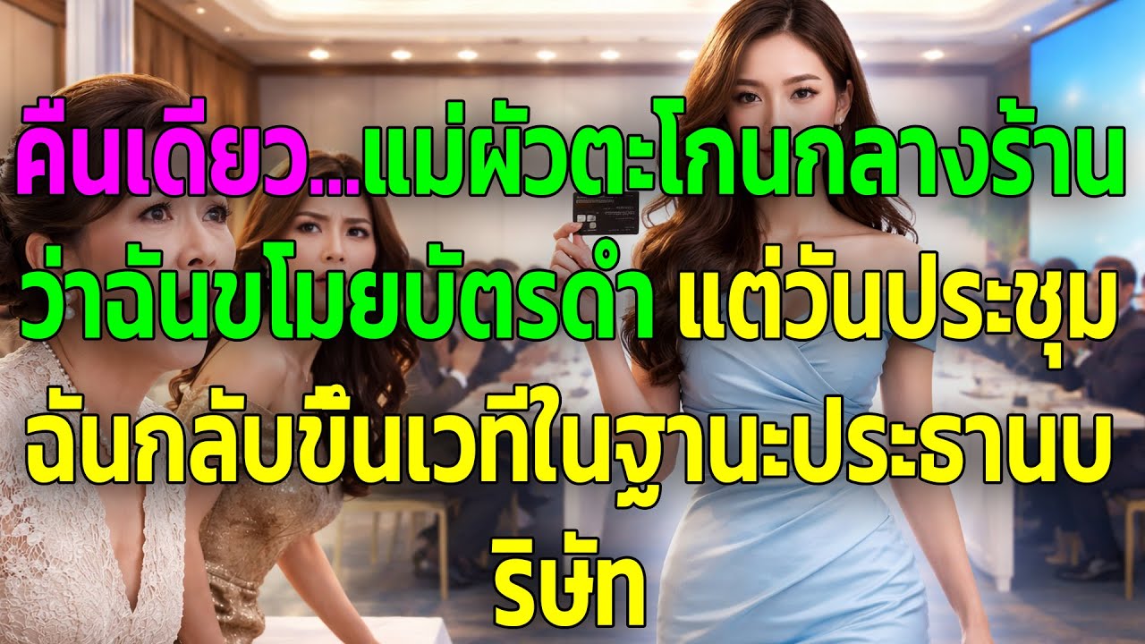 คืนเดียว… แม่ผัวตะโกนกลางร้านว่าฉันขโมยบัตรดำ แต่วันประชุม ฉันกลับขึ้นเวทีในฐานะประธานบริษัท
