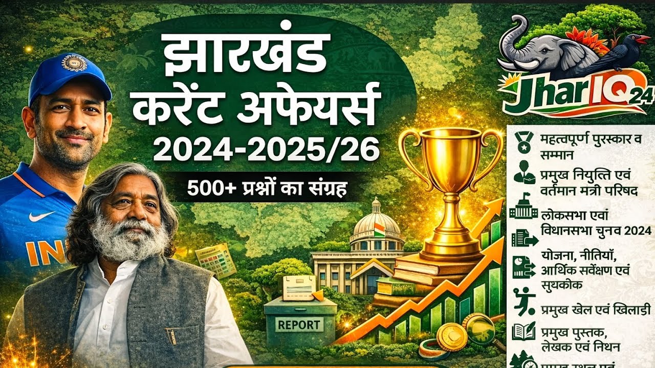 Jharkhand Current Affairs 2025 । संपूर्ण झारखंड करेंट अफेयर्स 2024-2026 । JSSC । JPSC @JharIQ24 