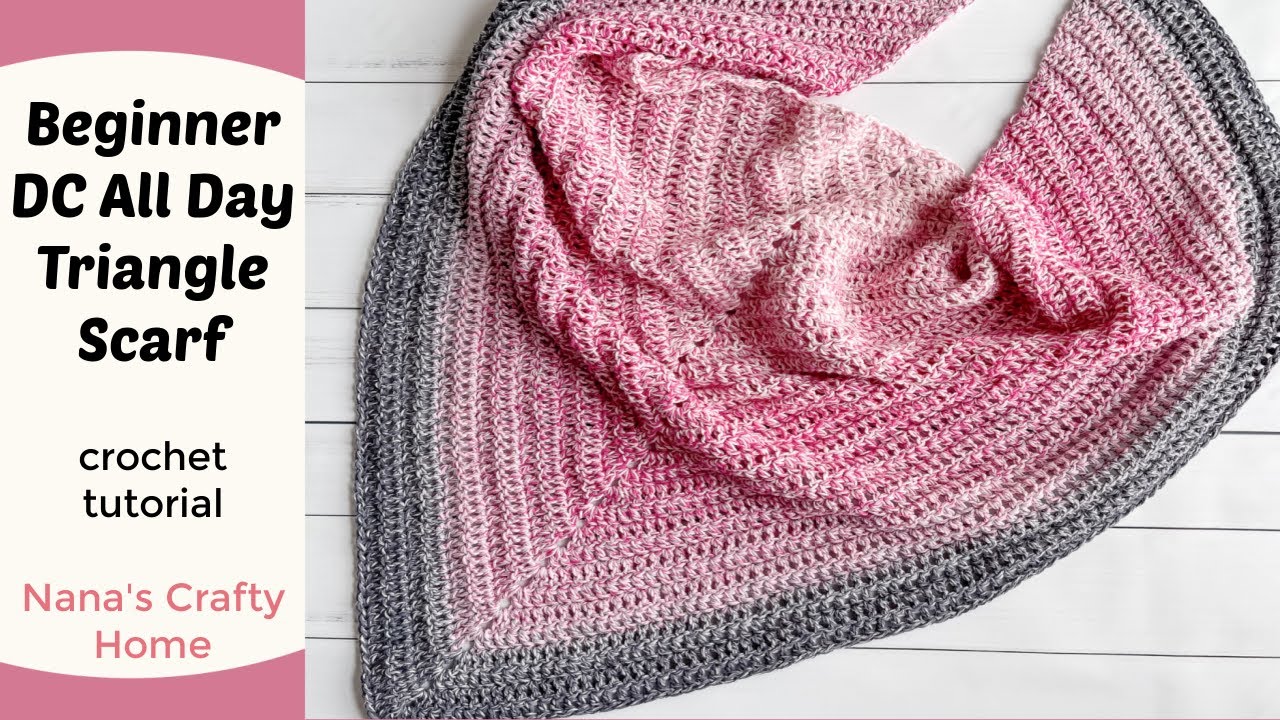 How to crochet a triangle shawl for beginners in double crochet only!