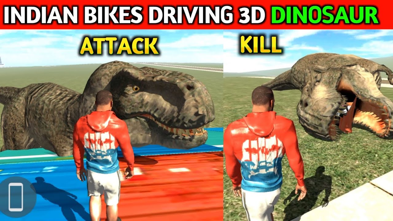 Indian Bikes Driving 3d | Dinosaur KILL and ATTACK | Funny Gameplay Indian Bikes Driving 🤣🤣
