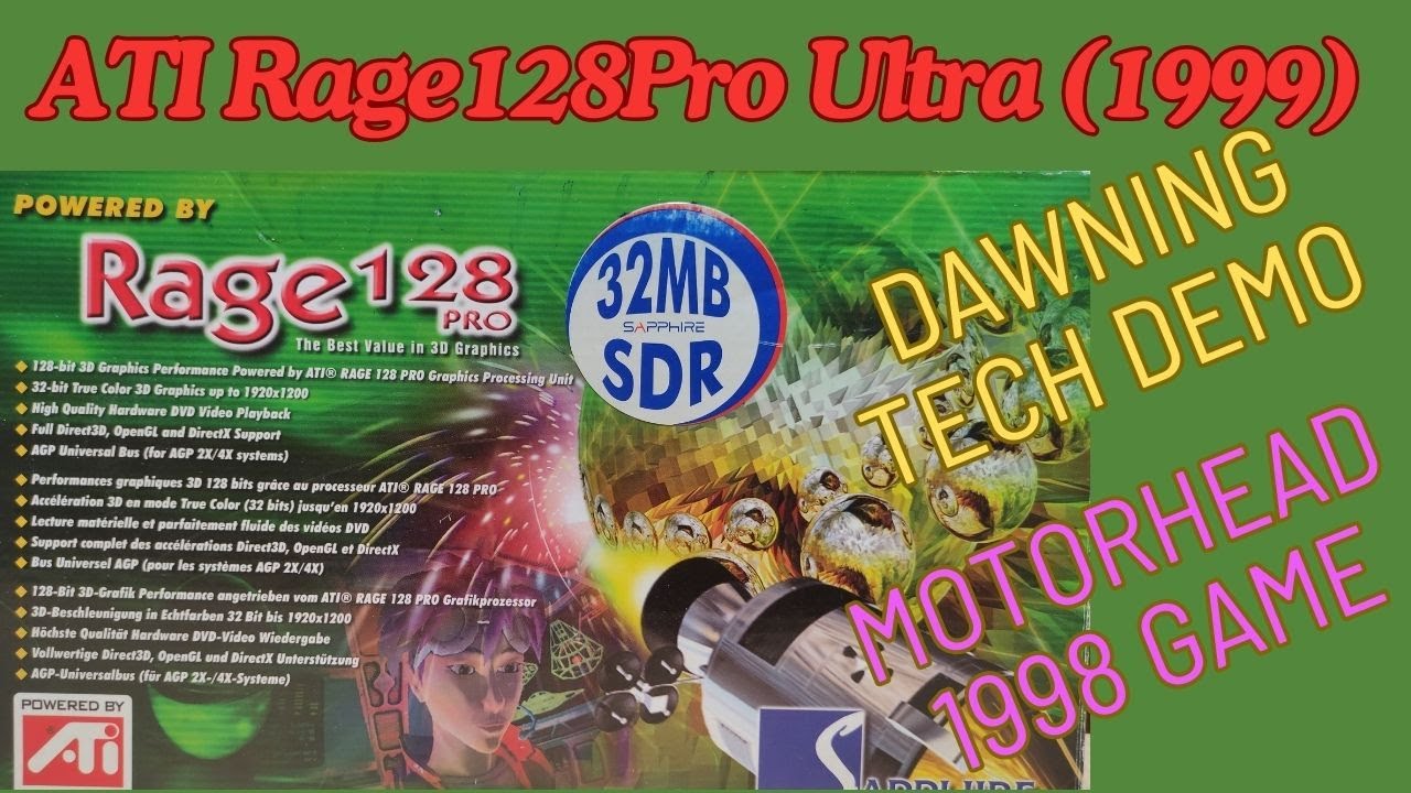 Sapphire ATI Rage128pro ULTRA 32MB (1999) -Tech Demo & GAME