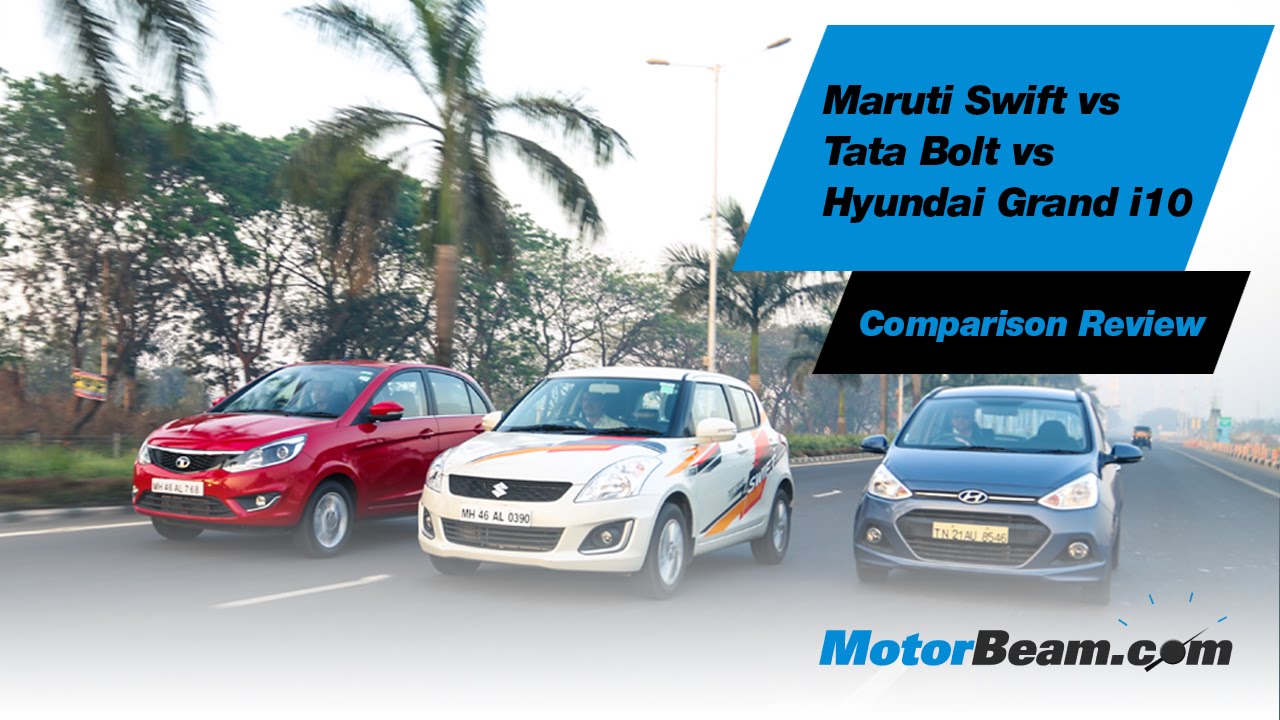 Maruti Swift vs Tata Bolt vs Hyundai Grand i10 - Comparison Review | MotorBeam