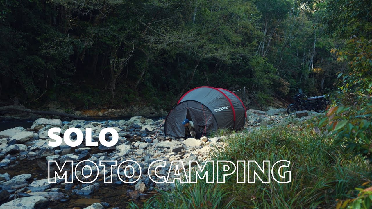 Camping Alone with a Cat by a Rocky Stream, Journey 450km