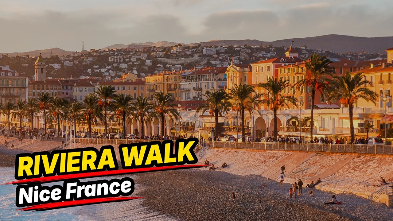 Promenade des Anglais Sunset Walk 4K – Nice France | Calm Winter Evening (Real Time)