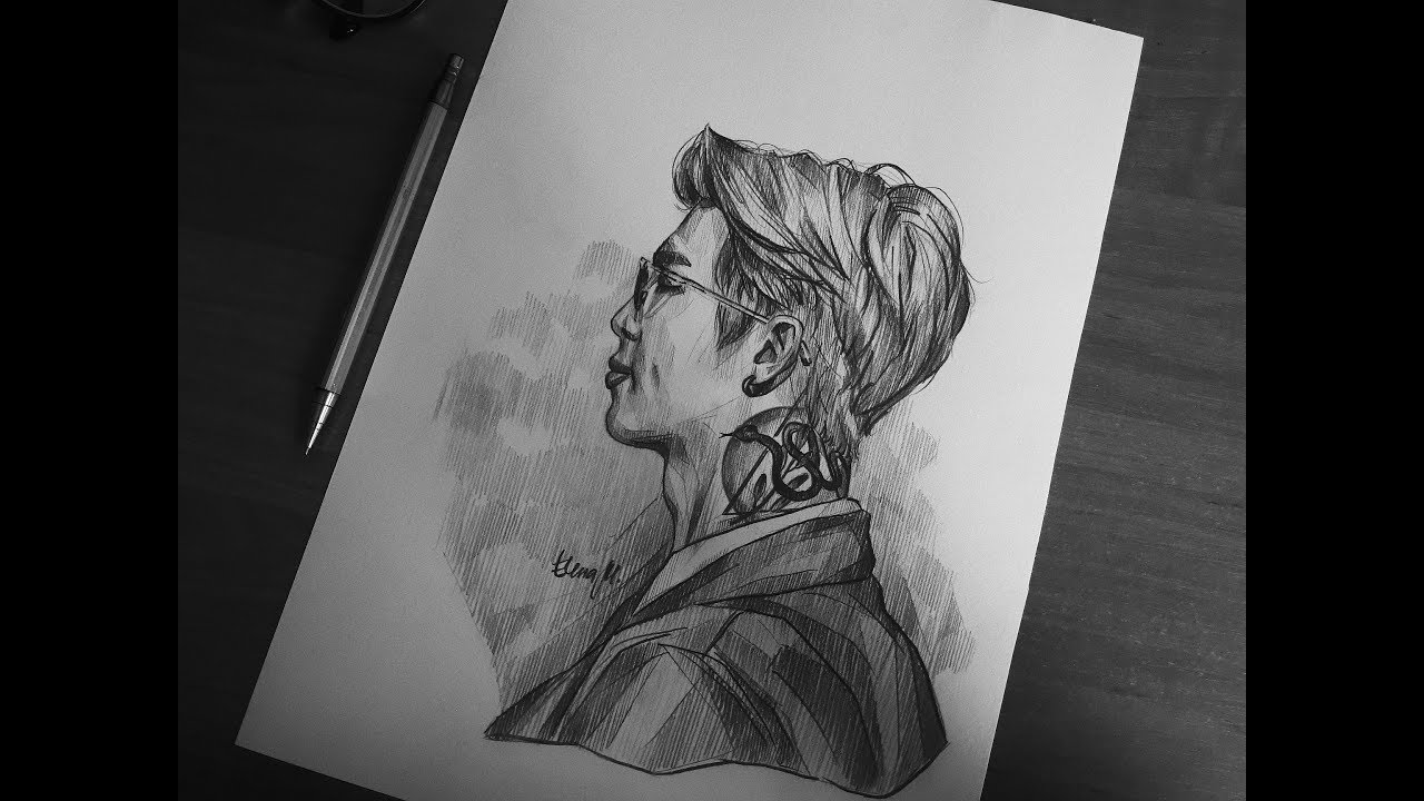 BTS Namjoon quick pencil drawing (by Elena Martynyuk)