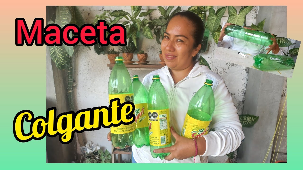 Como hacer macetas colgantes con botellas de refresco #macetaconminombre #ReciclaConAnais