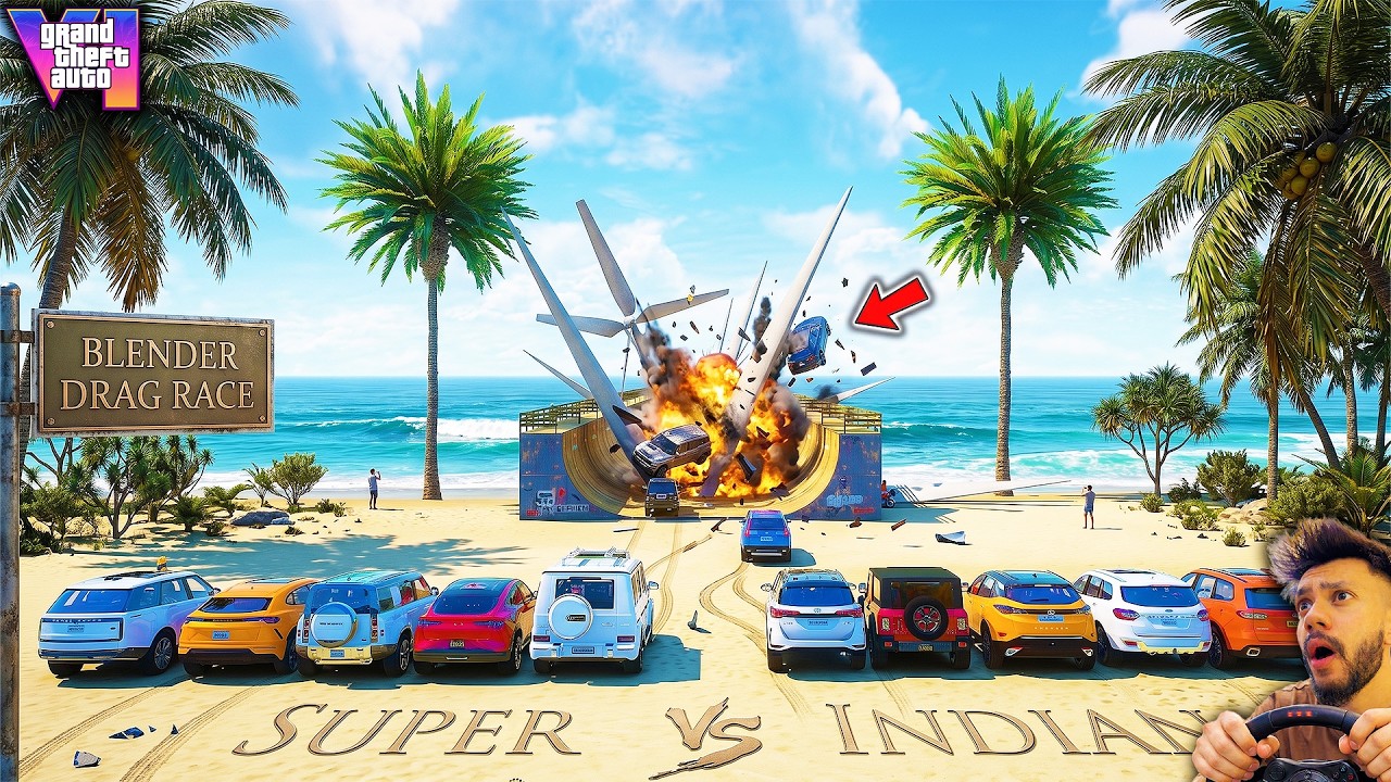 Indian Suv Cars Vs Super Suv cars Blender Drag Race Challenge GTA 5