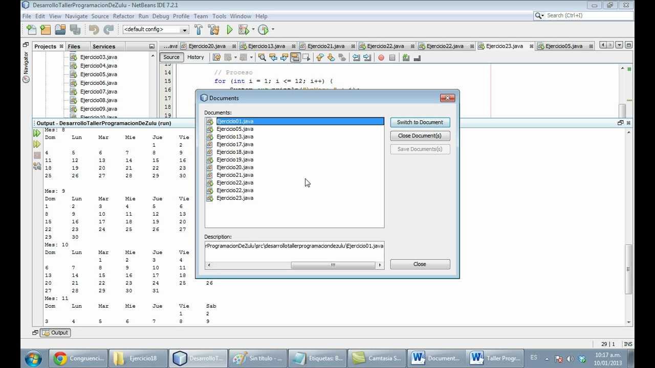 Ejercicio23 (JAVA) - CALENDARIO DE UN AÑO