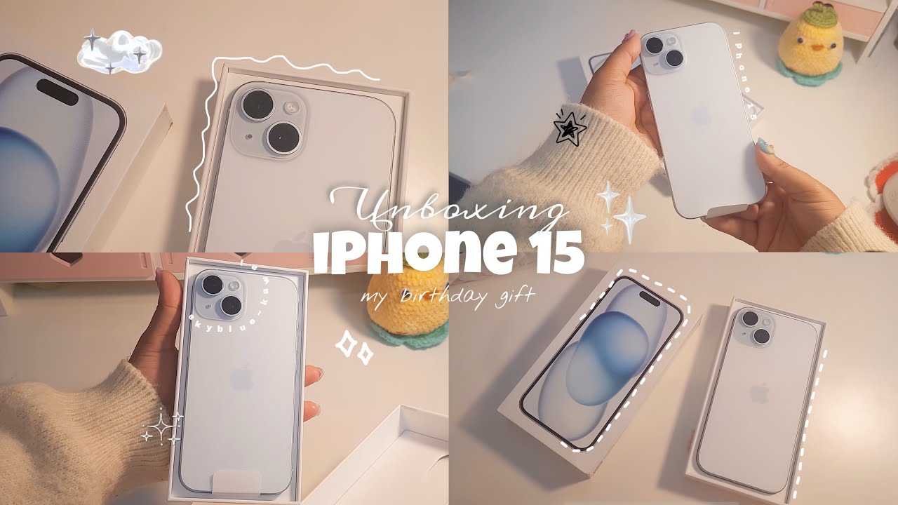 IPhone 15 (blue) unboxing in 2025 🎀 + accessories ~