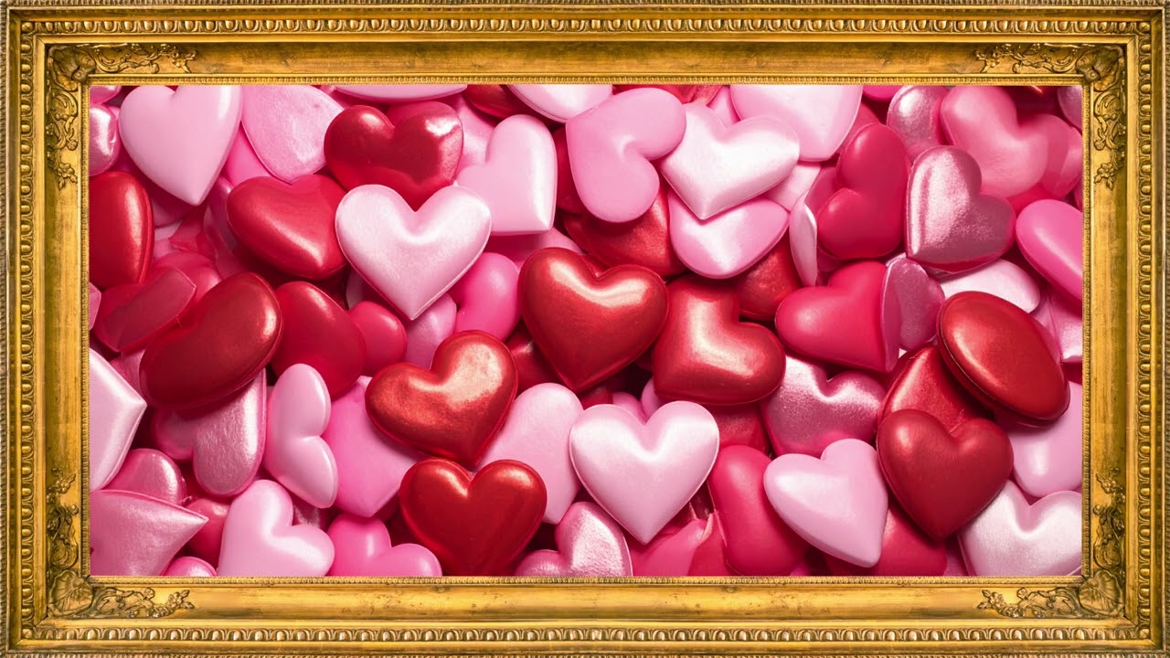 Valentine’s Pink & Red Heart Candy Art 💕 Romantic TV Wall Art Background | 4K