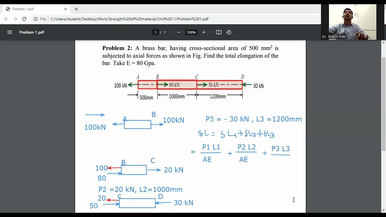 Удлинение стержня/Изменение длины стержня/Простое напряжение и деформация/Прочность материала