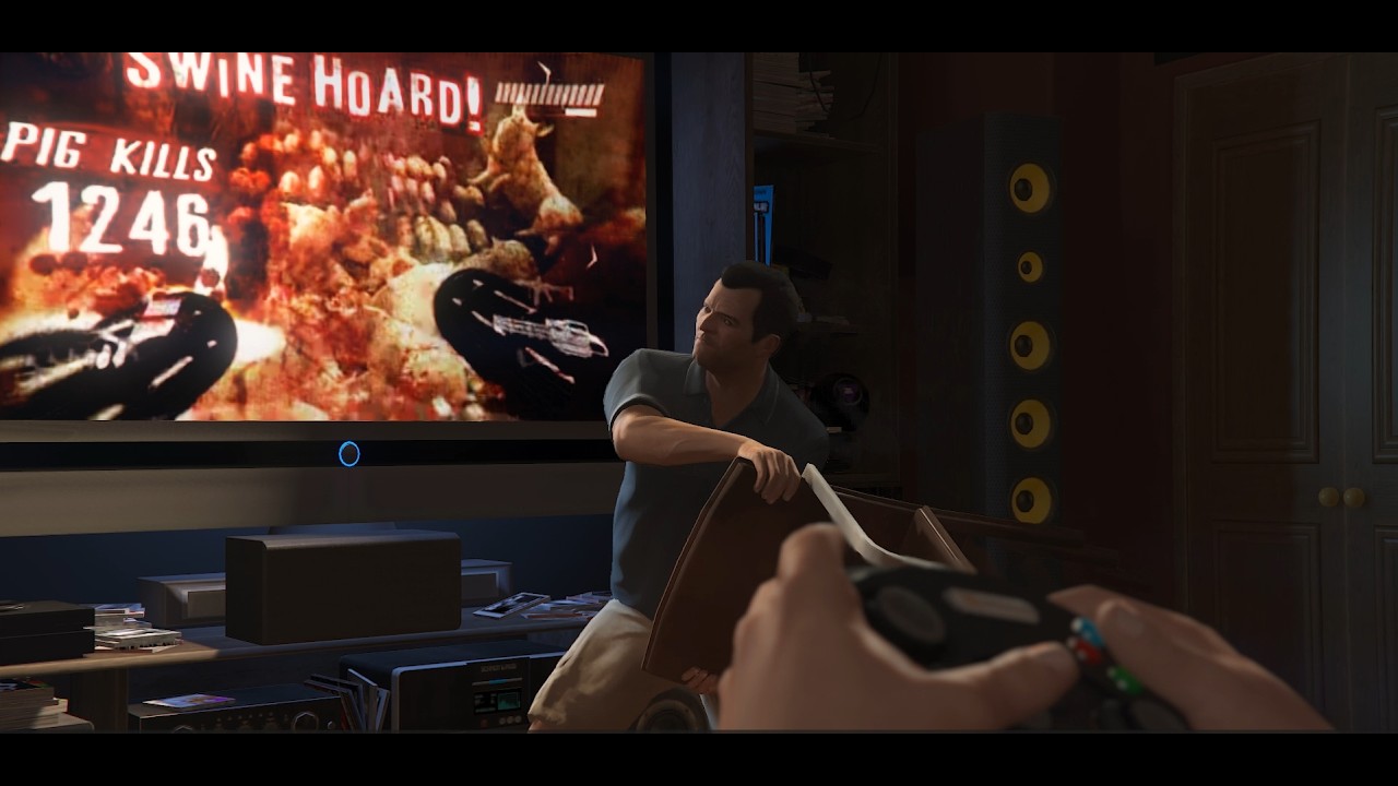 michel killing aliens after smoke hot pot in gta-5