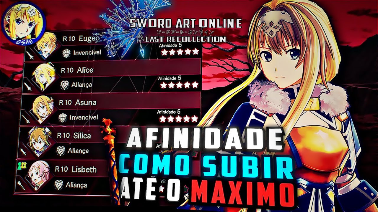 SWORD ART ONLINE LAST RECOLLECTION - COMO SUBIR AFINIDADE ATÉ O MÁXIMO ( SAO LR DEMO )