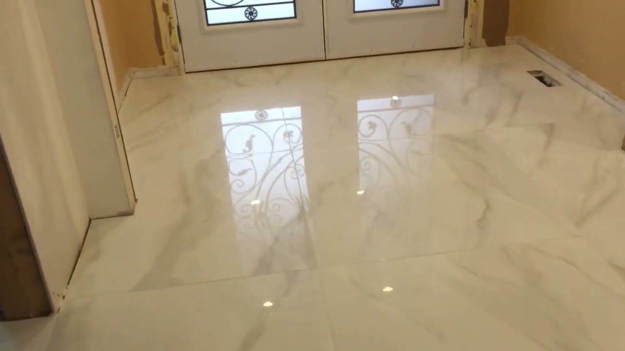 36x36 Porcelain Tile Installation by precisionmarbleandtile.ca