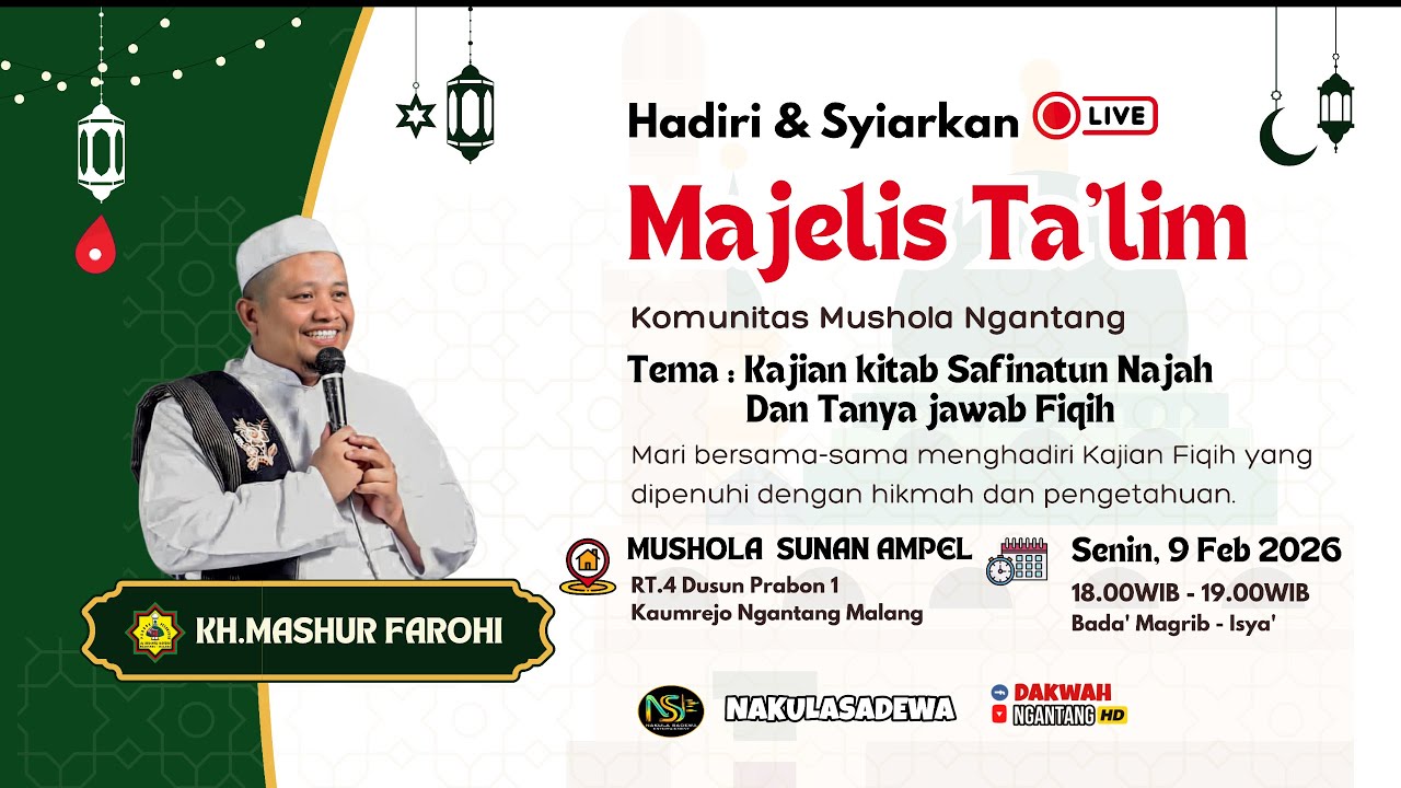🔴 LIVE | MUSHOLA SUNAN AMPEL PEMATERI KH.MASHUR FAROHI | M.TA'LIM RUTIN, 09 FEB 2026 | BAB : FIQIH.