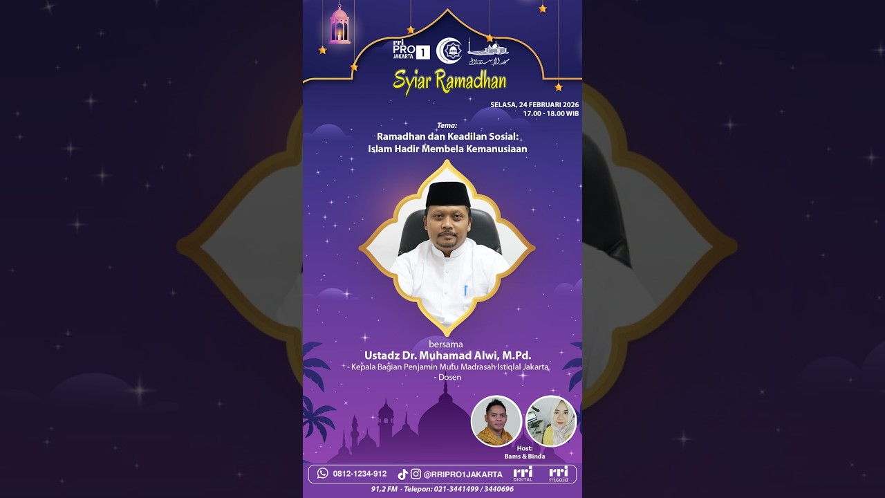 Syiar Ramadhan Pro1 RRI Jakarta 91.2FM | 24 Februari 2026 - Ust. Dr. Muhammad Alwi, M.PD.