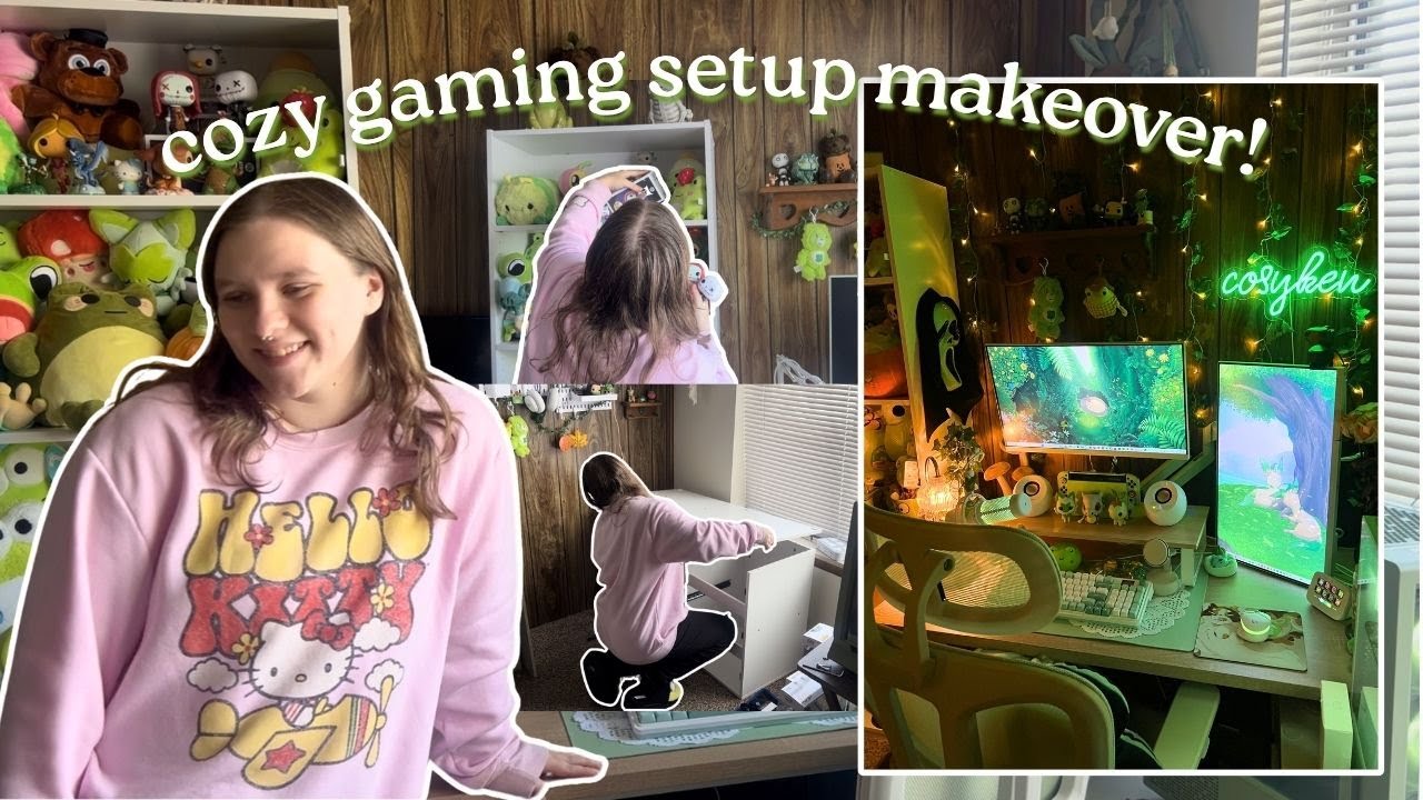 let's redo my cozy green gaming setup! 🐸࿔⊹♡